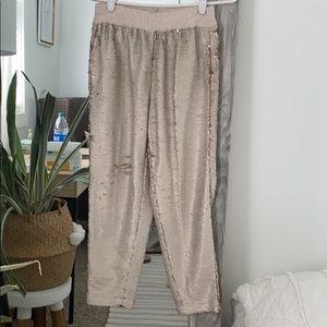 Anthropologie sequin joggers size petite small
